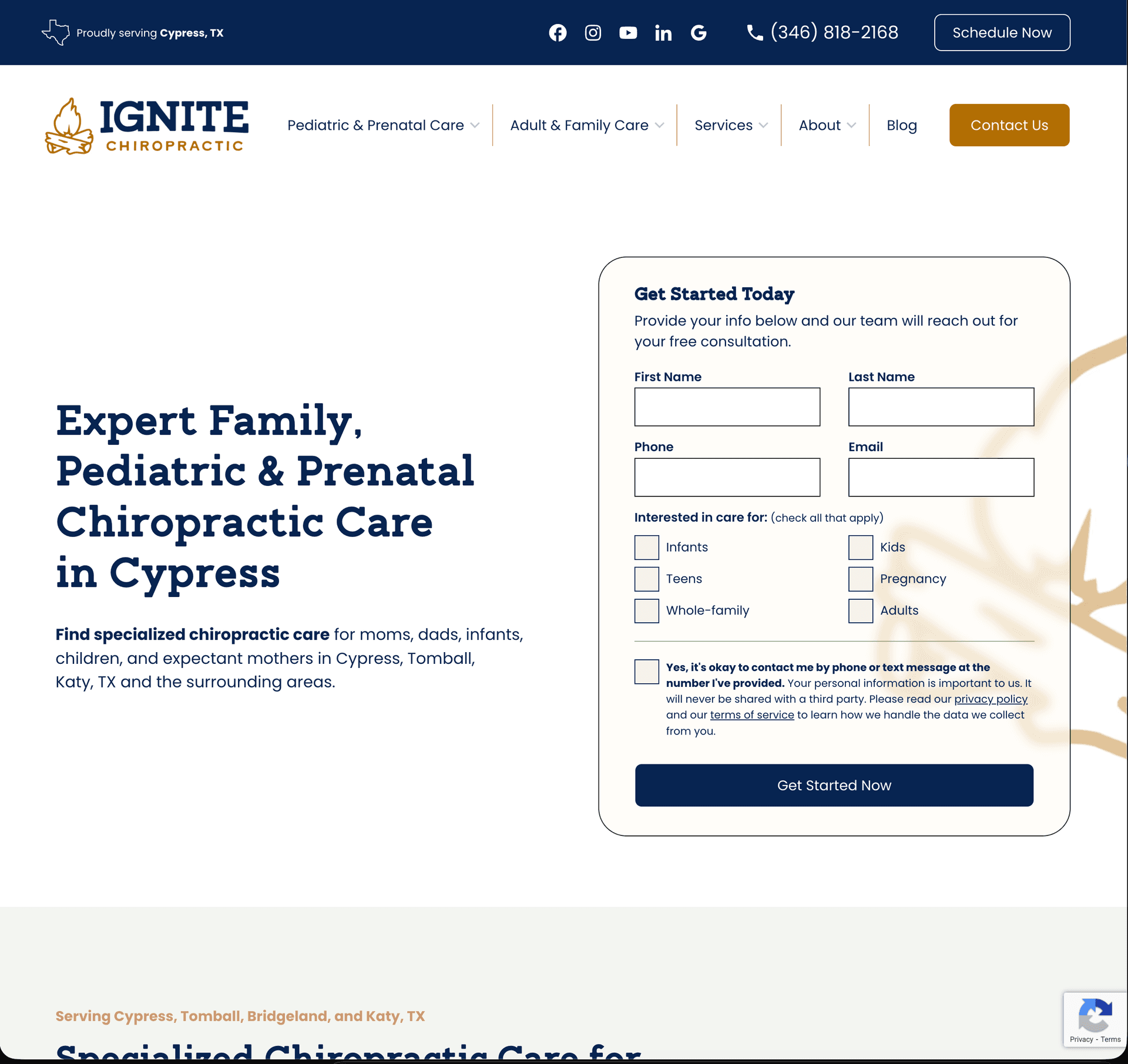Ignite Chiropractic website